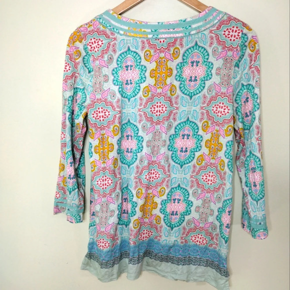 Talbots Moroccan Medallion Split Neck Tunic - Picture 3 of 4